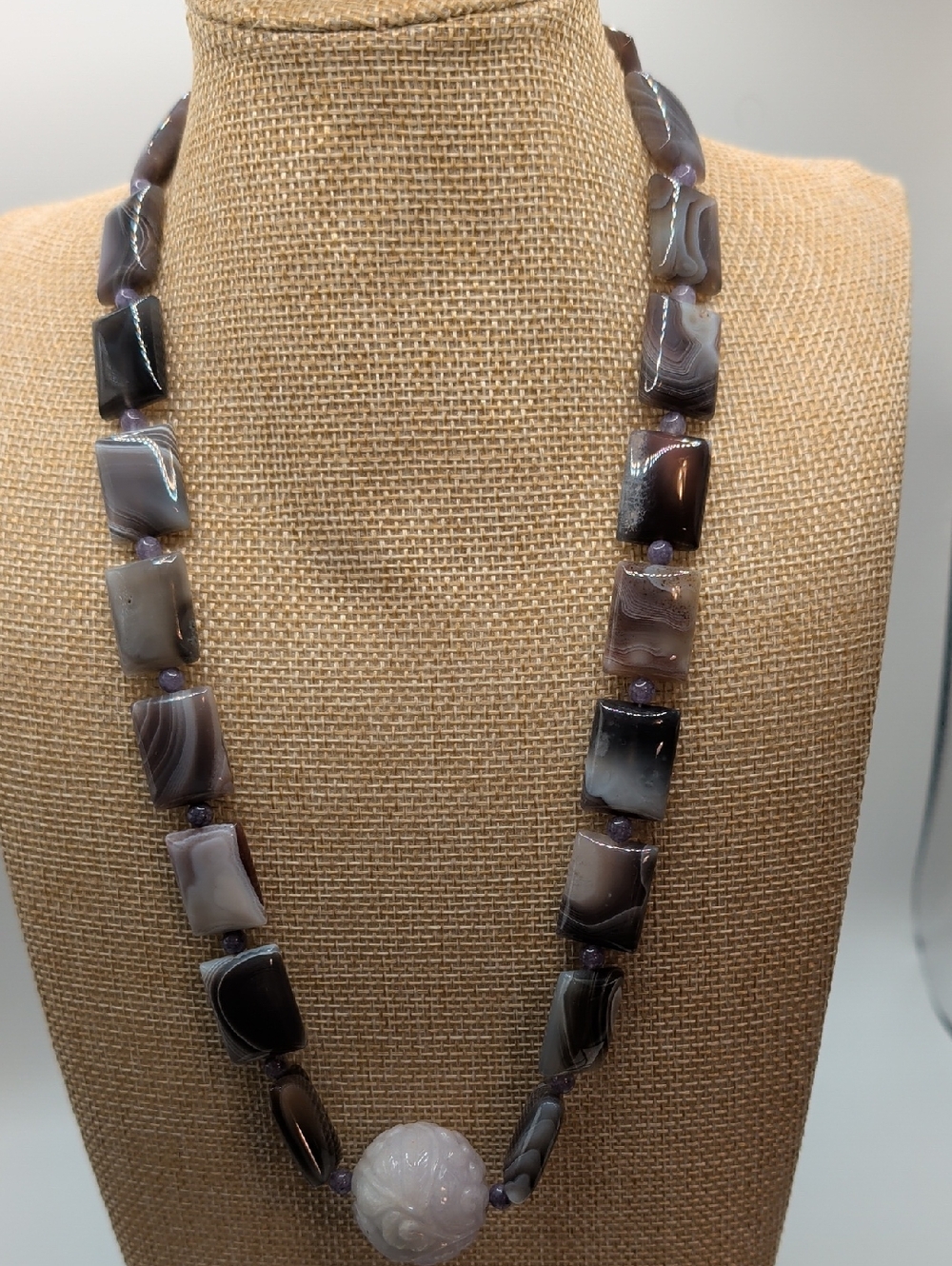Handcrafted Purple Agate Statement Necklace